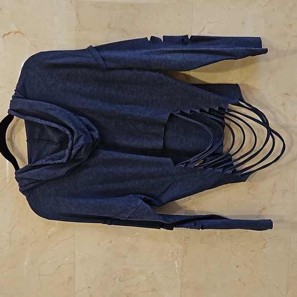 WOMEN'S BLACK BEAD NAVY BLUE SWEATSHIRT SWEATER HOODIE PULLOVER SZ MEDIUM $35 - Picture 5 of 6